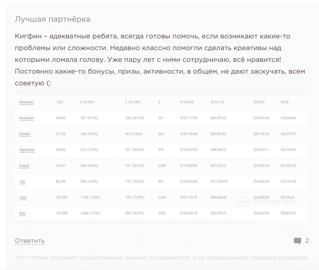 Еще один положительный отзыв