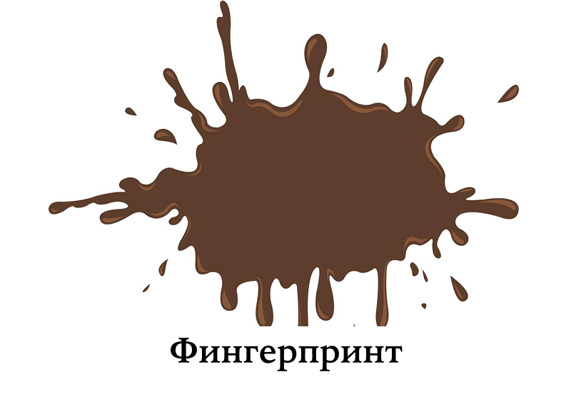 Картинка с кляксой и подписью «фингерпринт»