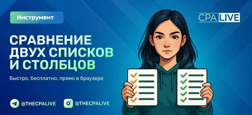 Сравнение двух списков и столбцов онлайн на совпадения